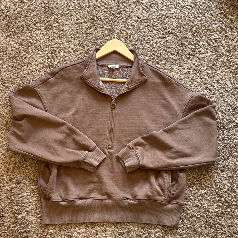 dip Women's Brown Cropped Quarter Zip
